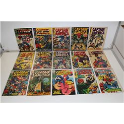 CAPTAIN AMERICA #100-108 & 111-116 (1968-69) NEAR COMPLETE SILVER CAP EARLY ISSUES RUN. 15 BOOKS