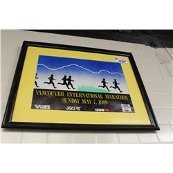VANCOUVER INTERNATIONAL MARATHON MAY 7, 1989 FRAMED POSTER