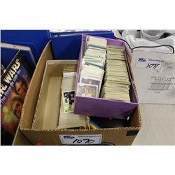 LARGE BOX OF ASSORTED 1980'S HOCKEY AND FOOTBALL TRADING CARDS. INCL. 1981 OPC  RAY BOURQUE ROOKIE,