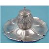 Image 1 : A Victorian silver mounted frosted glass inkwell, cut with foliate motifs, maker Edward Ker Reid,...