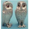 Image 1 : A pair of modern cast silver novelty condiments, modelled as owls, with glass inset eyes, makers...