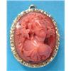 Image 1 : A late 19th century coral cameo brooch carved in high relief with a portrait study of a bacchante...