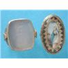 Image 1 : A Georgian gold mourning ring, the bezel inset with a study of a girl pouring water over flames,...