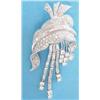 Image 1 : A French white gold stylised leaf brooch pave set diamonds and supporting a triple articulated dr...