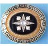 Image 1 : A Victorian gold oval memorial brooch, the onyx centre mounted with a star shaped cluster set ros...