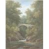 Image 1 : William W.Gill (19th century), oil on board, Figures crossing a stone bridge, over a waterfall, s...