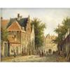 Image 1 : Johannes Franciscus Spohler (1853-1894) Dutch, oil on mahogany panel, Street scene, signed, 6.25i...