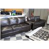 Image 3 : DARK BROWN FULL GRAIN LEATHER SOFA AND LOVE SEAT SET