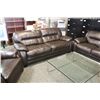 Image 1 : DARK BROWN FULL GRAIN LEATHER 3 PC. SOFA SET WITH