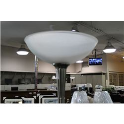 6' TALL SS FLOOR LAMP WITH FROSTED GLASS SHADE