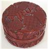 Image 1 : A Ming red lacquer cylindrical box and cover...