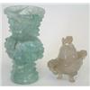 Image 1 : A green quartz archaistic hu-shaped vase, 5.5...