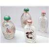 Image 1 : An inside painted glass oviform bottle with 3...