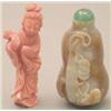 Image 1 : A coral bottle as a standing lady, 2ins; and...