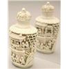 Image 1 : A painted ivory baluster bottle deeply carved...