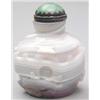Image 1 : A mottled white and grey banded agate bottle,...