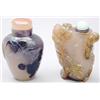 Image 1 : Two mottled grey, brown and green block agate...