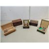 Image 1 : LOT 5 VINTAGE WOOD BOXES: 3 WINDUP MUSIC BOXES, 1