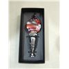 Image 1 : MURANO STYLE RED & SILVER GLASS WINE STOPPER 4.5"L