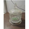 Image 1 : VINTAGE PRESS GLASS COVERED CANDY DISH 9"H.