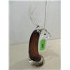 Image 1 : 13.5"H AMBER & CLEAR GLASS STYLIZED REINDEER