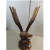 Image 2 : 31"H SOLID WALNUT HAND CARVED EAGLE, WING OPENED