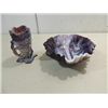 Image 1 : LOT 2 VINTAGE IMPERIAL PURPLE SLAG GLASS BOWL &
