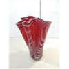 Image 1 : 12"H HAND BLOWN BURGUNDY & WHITE ART GLASS VASE