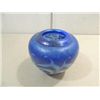 Image 2 : 5"H HAND BLOWN BLUE IRIDESCENT ART GLASS BUD VASE