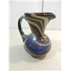 Image 1 : 6.5"H HAND BLOWN BROWN & CREAM ART GLASS PITCHER
