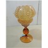 Image 1 : 12"H VINTAGE AMBER GLASS COMPOTE, GREEK LADY