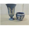 Image 1 : LOT 2 VINTAGE WEDGEWOOD CAMEO STEM VASE & BUD VASE