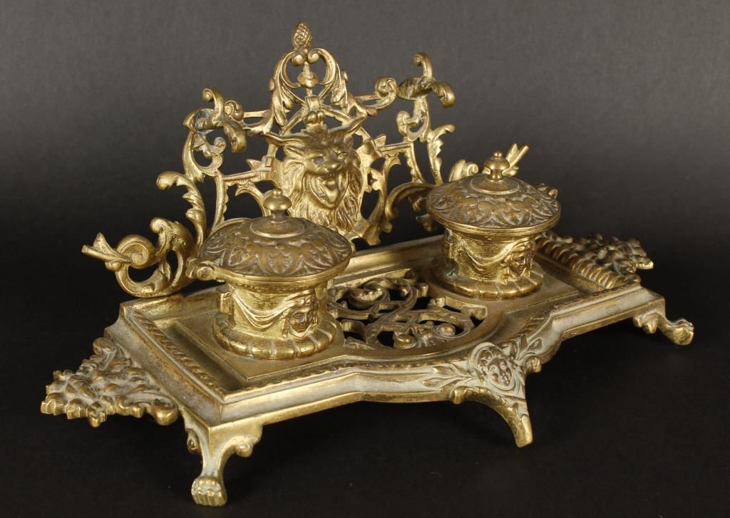 Art Nouveau Brass Inkwell