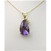 Image 2 : Pretty Pear Shaped Amethyst and Diamond Pendant