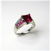 Image 1 : Fashionable Princess Cut Ruby and Diamond Ring