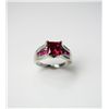 Image 2 : Fashionable Princess Cut Ruby and Diamond Ring