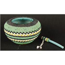 Paiute Beaded Pottery Bowl