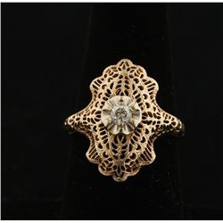 Antique Style Diamond Filigree Ring