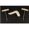 Image 1 : Carved Bone Cane Handle and Pair of Boot Pulls