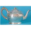 Image 1 : A George III silver compressed baluster teapot, the domed lid with circular finial, with curved s...