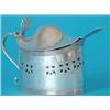 Image 1 : A George III silver oval mustard pot with bright cut decoration, the domed lid with pierced shell...