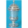 Image 1 : A George III silver urn shaped pepper caster, the slightly domed lid with ball finial, the partly...
