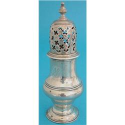 A George III silver baluster caster, 5ins, Maker John Munns, 1767. (Purchased Graves, Son & Pilch...