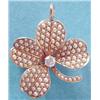 Image 1 : A 14k gold four leaf clover brooch/pendant pave set seed pearls and a central old brilliant cut d...