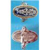 Image 1 : An early 19th century gold ring, the oval bezel inset with a blue glass plaque applied with a sil...