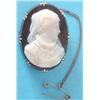 Image 1 : A 19th century hardstone cameo brooch carved with a study of a female profile to right wearing Tu...