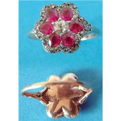 An early Victorian gold and silver flowerhead cluster ring pave set with a central old brilliant...