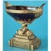 Image 1 : A 19th century ormolu mounted blue john oval bowl on 2 entwined dolphin supports and rectangular...