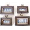 Image 1 : Two pairs of 18th century Wedgwood blue jasper plaques in miniature, oblong, moulded with figure...