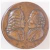 Image 1 : An early 19th century French burr elm circular box, the lid carved in relief with portrait busts...